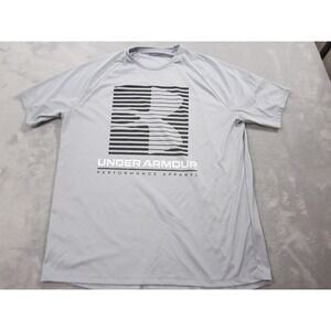 Under Armour Shirt Mens Extra Large Gray Performance Loose Short Sleeve Graphic